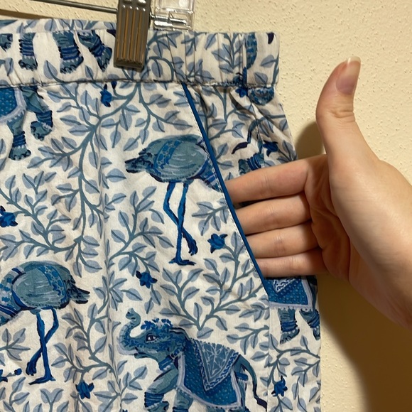 Printfresh Flamenco Shirt Shorts PJ Pajama Set Cotton Blue White Elephant XL - Picture 6 of 16